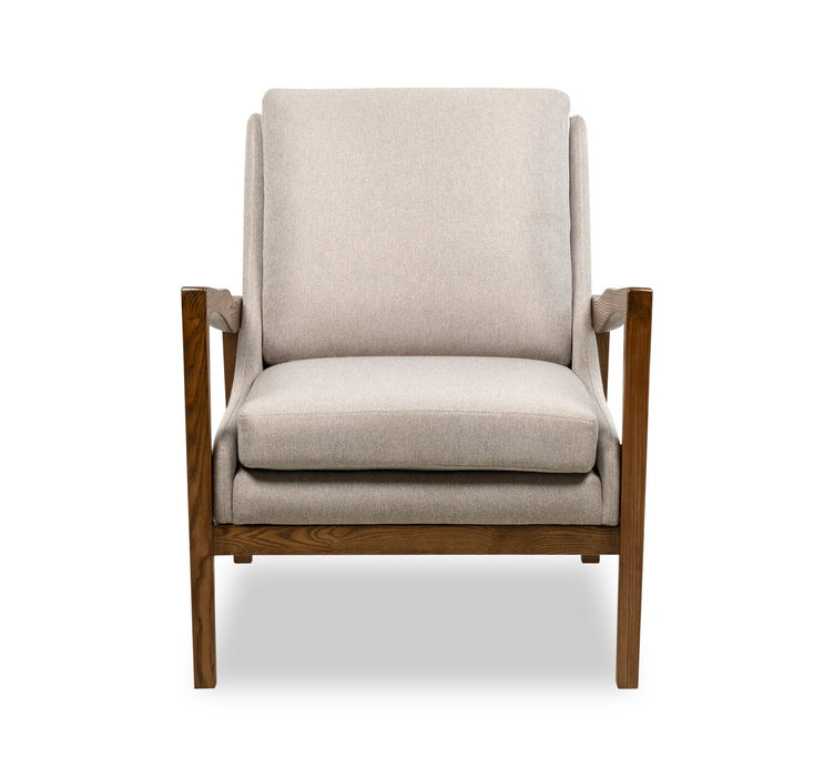 Echo 27.95\" Fabric Accent Chair with Wood Arms and Legs - Beige