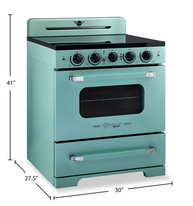 Classic Retro by Unique 30\" 3.9 Cu. Ft. Induction Range - Ocean Mist Turquoise - UNQ-30CR IC T