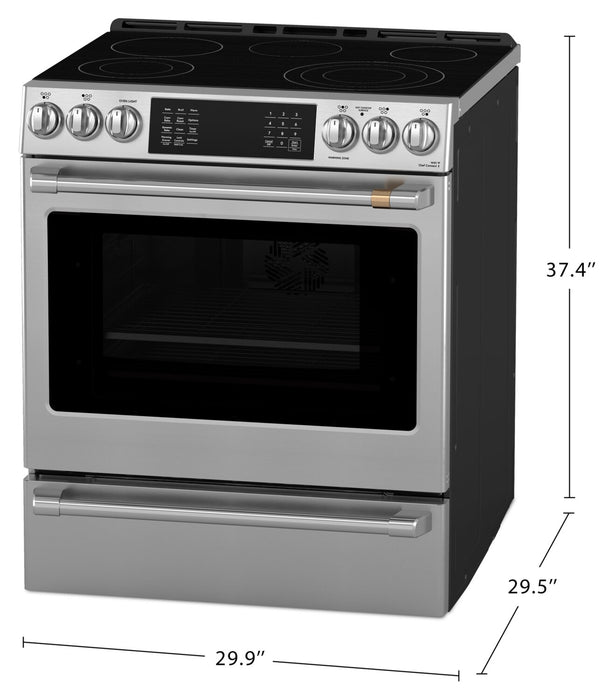Café 30\" 5.7 Cu. Ft. Electric Range with Dynamic Bake - Stainless Steel - CRS70XAWCS1