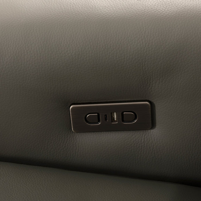 Valentino 3-Piece Right-Facing Genuine Leather Power Reclining Sectional with Adjustable Headrests - Grey