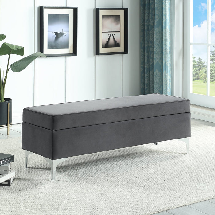 Vivienne 47.25\" Fabric Storage Ottoman - Grey