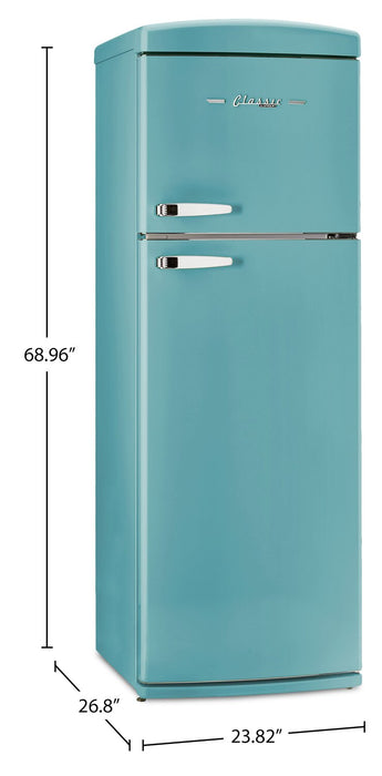 Unique Classic Retro 24\" 11 Cu Ft. Top Freezer Refrigerator – Ocean Mist Turquoise - UNQ-310L T TM