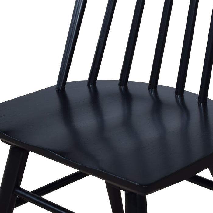 Astro Dining Chair with Curved Spindle-Back - Black