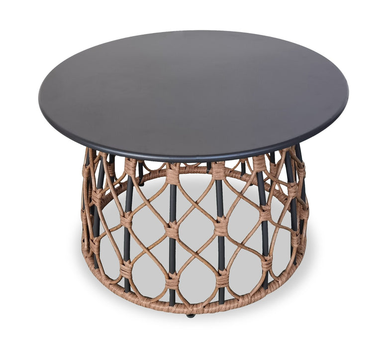 Kort & Co. Panama 5-Piece Outdoor Patio Set with Loveseat, 2 Chairs & Large & Small Tables - Hand-Woven Resin Wicker, UV & Weather Resistant - Natrual/Green