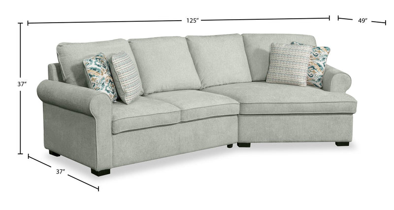 Scott Living Haven 2-Piece Right-Facing Chenille Fabric Cuddler Sectional - Seafoam Blue