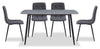 Arlo 5pc Dining Set with Table & 4 Charcoal Chairs, Sintered Stone & Metal, 55\"W - Charcoal & Grey/Black
