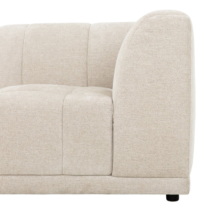 Kort & Co. Oaklyn Modular 4-Piece Fabric Sectional with Ottoman and Tufted Seat Cushions - Beige