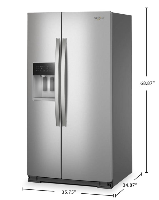 Whirlpool 36\" 28.7 Cu. Ft. Side-by-Side Refrigerator – Fingerprint-Resistant Stainless - WRSF6536RZ