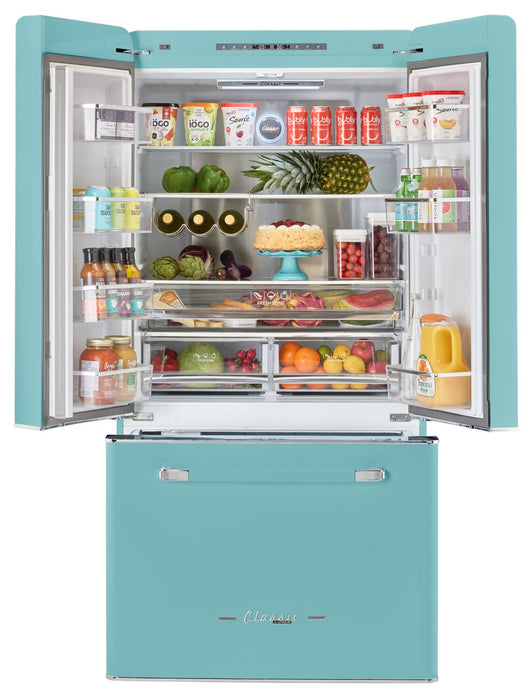 Classic Retro by Unique 36\" 21.4 Cu. Ft. Counter-Depth Refrigerator - Ocean Mist Turquoise - UGP-595L T AC