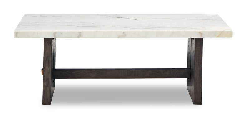 Warwick 52” Solid Wood and Marble Coffee Table – White and Brown Oak