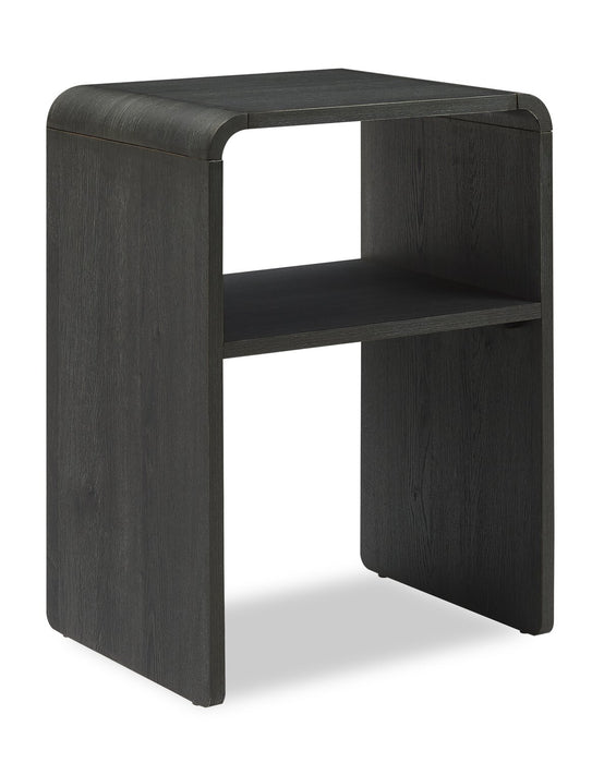 Odin Bedside Nightstand with Storage Shelf, 18\"W x 25.75\"H - Black
