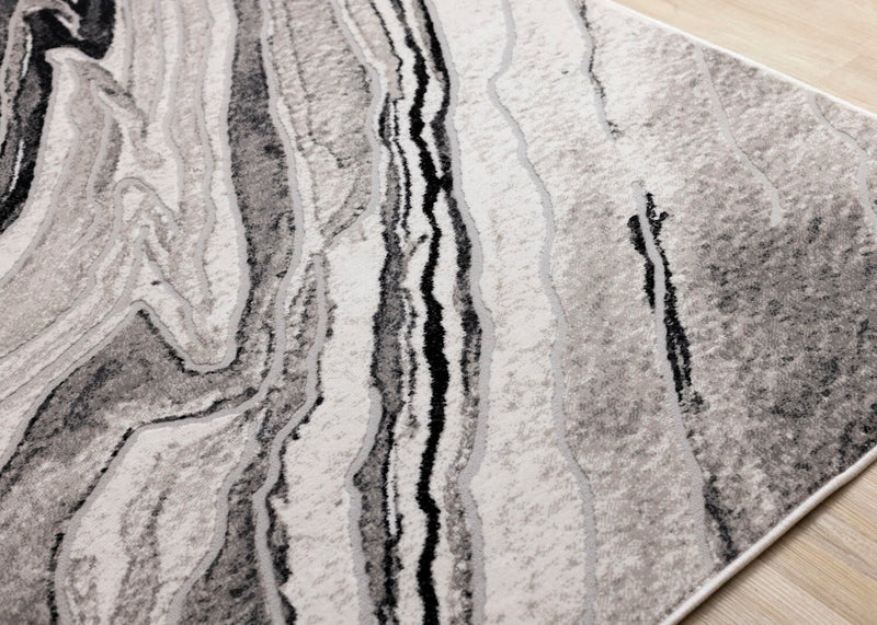 Plasma Black Grey Area Rug - 5'3\" x 7'7\"