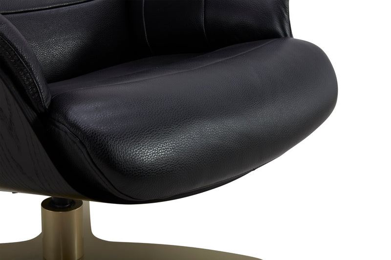 Halo Top-Grain Genuine Leather Swivel Reclining Chair with Footrest