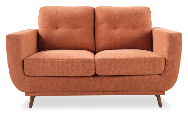 Cosmo 57\" Fabric Loveseat with Tufted Back Cushions - Orange