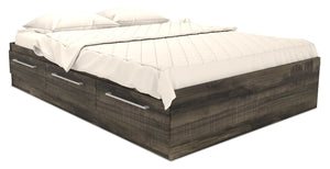 Riley Mates Bed with 3-Drawer Storage for Kids, Made in Canada, Grey - Full Size