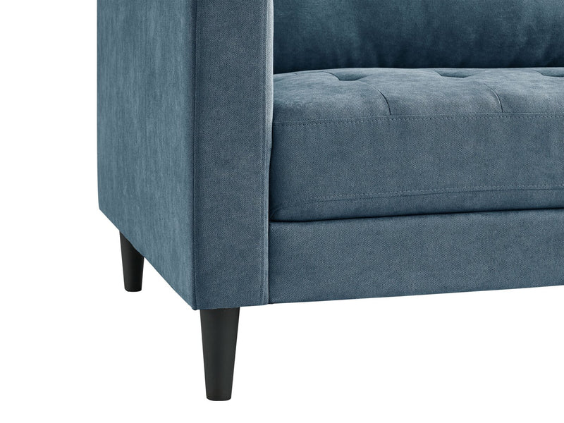 Metro 2-Piece Right-Facing Fabric Sectional with Chaise and Tufted Seat Cushions - Denim Blue