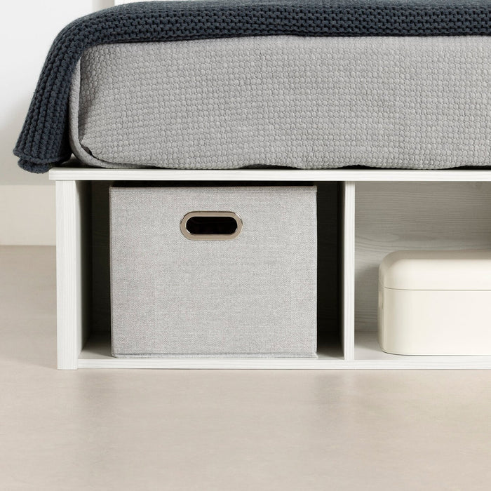 Everley Platform Bed with Built-in Storage & Baskets, White - Full Size