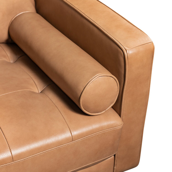 Edge 2-Piece Left-Facing Genuine Leather Sectional with Wood Legs and Removable Back Cushions - Brown