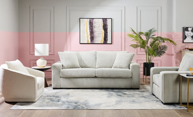 Willow 87\" Light Grey Fabric Sofa with Track Arms and Reversible Seat and Back Cushions