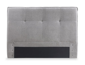 Amos Upholstered Headboard in Grey Fabric, Tufted - Full Size