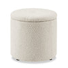 Ontario 14.75\" Round Fabric Storage Ottoman - White