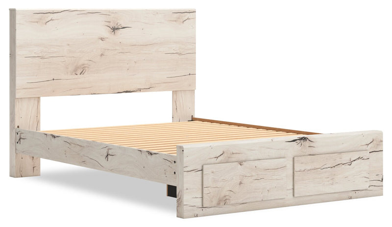 Derekson Storage Bed with 2 Built-In Footboard Drawers, Rustic White - Queen Size