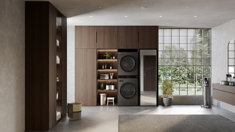 LG 5.8 Washer/7.8 Dryer Cu. Ft. Front-Load High-Efficiency Washtower™ - Black Steel - WKHC252HBA