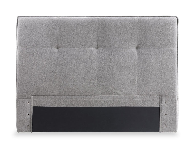 Amos Upholstered Headboard in Grey Fabric, Tufted - Queen Size