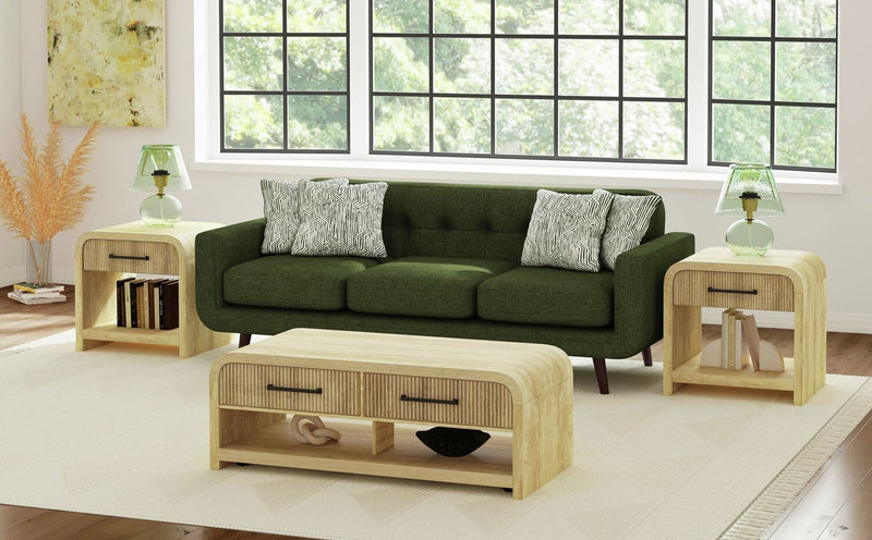 Scott Living Lenore 24” Modern End Table with Storage, Shelf and USB Port - Natural