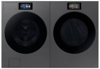 Samsung Bespoke 6.1 Cu. Ft. Front Load Washer and 7.6 Cu. Ft. Electric Dryer – Dark Steel