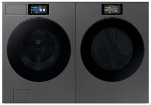 Samsung Bespoke 6.1 Cu. Ft. Front Load Washer and 7.6 Cu. Ft. Electric Dryer – Dark Steel