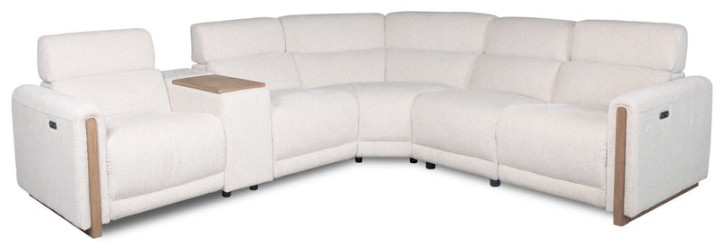 Sable Modular 6-Piece Chenille Fabric Power Reclining Sectional with Power Headrests and USB Port - Alabaster White