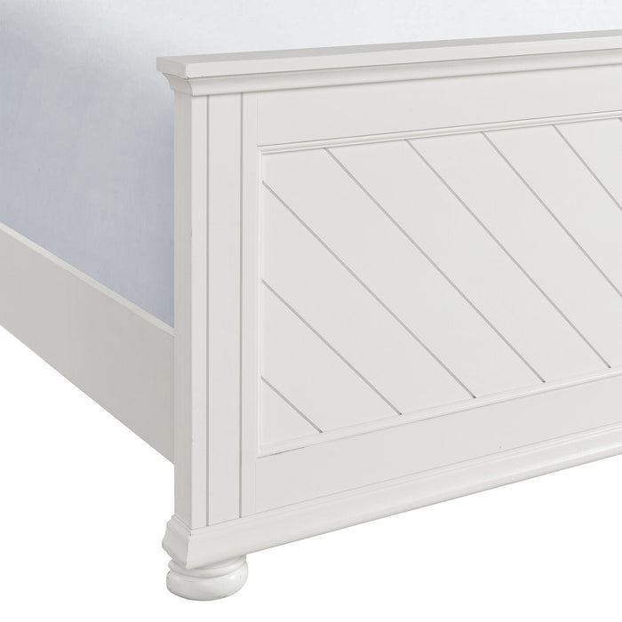 Ella Panel Bed with Headboard & Frame, Chevron Pattern, White - King Size