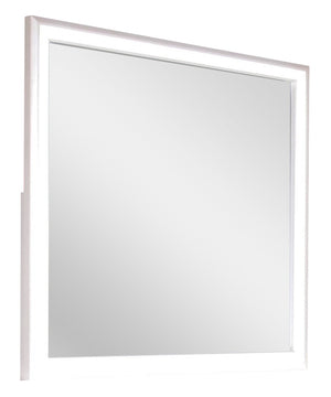 Halo Bedroom Dresser Mirror with LED Light, Glam - White