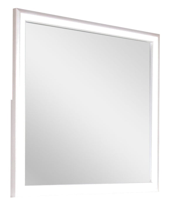 Halo Bedroom Dresser Mirror with LED Light, Glam - White