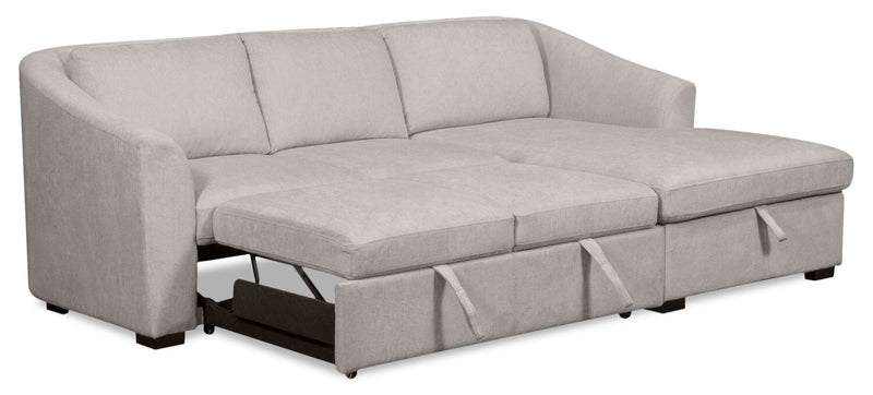 Envy 2-Piece Right-Facing Chenille Fabric Sleeper Sectional with Storage Chaise - Fog Grey