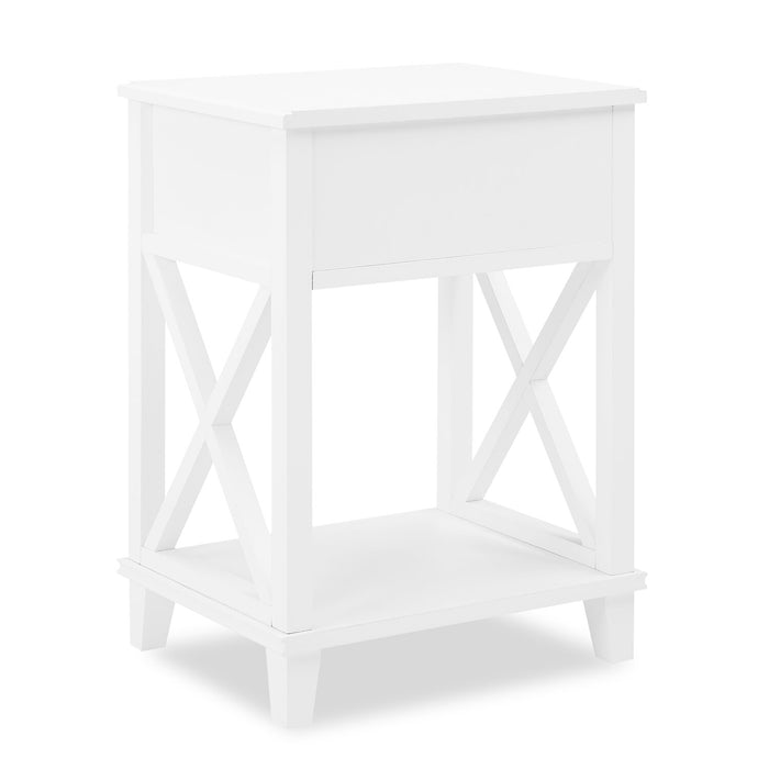 Elle Bedside 1-Drawer Nightstand, 18\"W x 25.75\"H - White