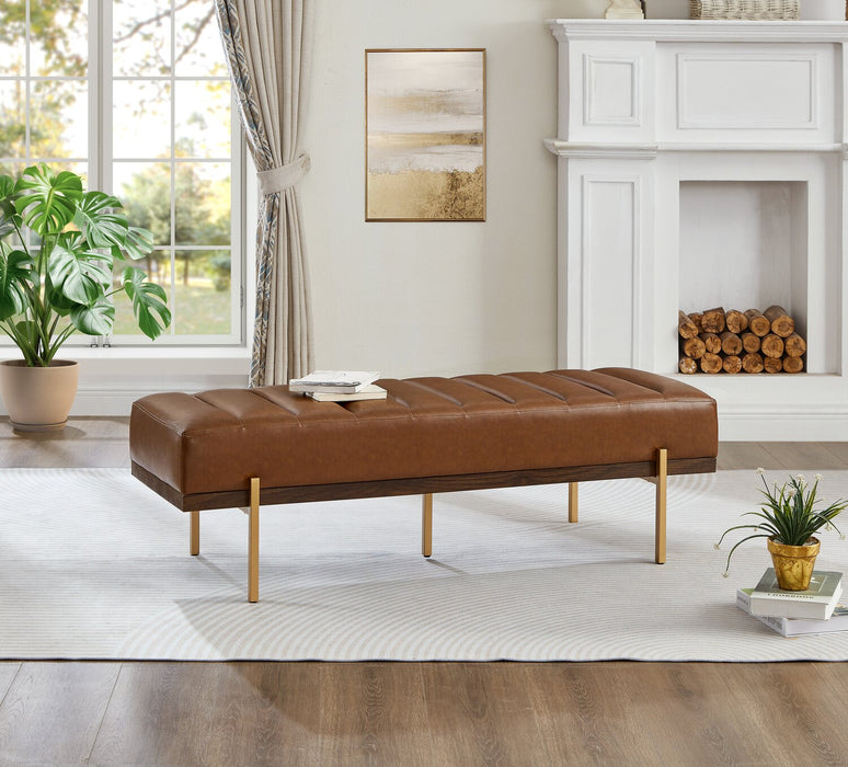 Linden 55\" Faux Leather Bench - Brown