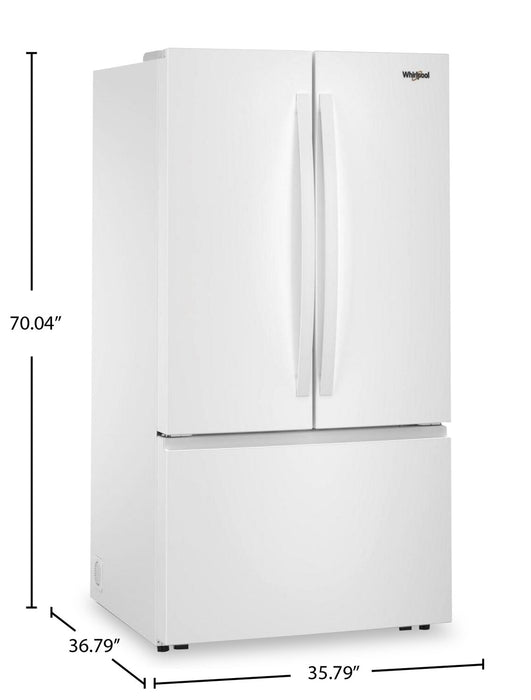 Whirlpool 36\" 31 Cu. Ft. French-Door Refrigerator with Ice Maker - White - WRFF3136SW