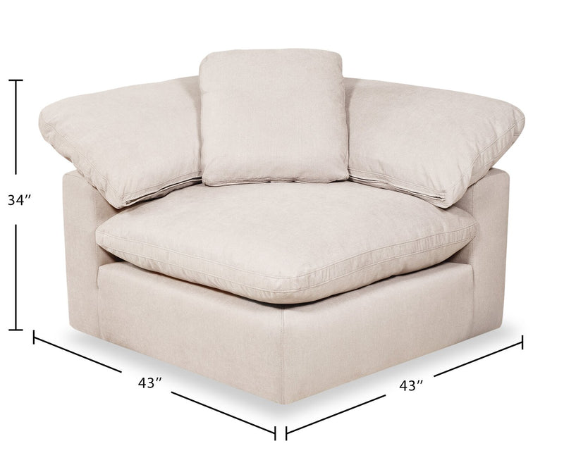 Eclipse Modular 43\" Linen-Look Fabric Corner Chair with Reversible Feather Down Cushions - Linen Beige