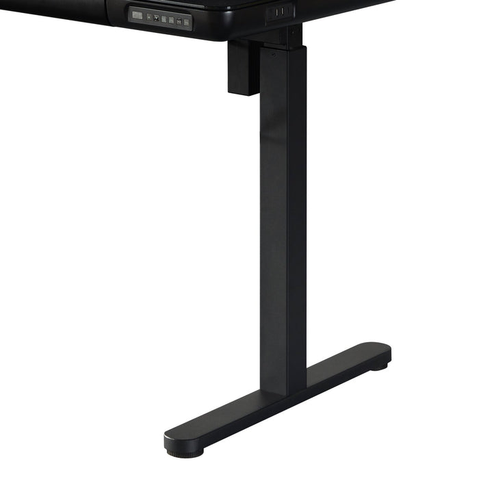 Metro 47.24” Height-Adjustable Office Desk with Storage and USB Ports - Black