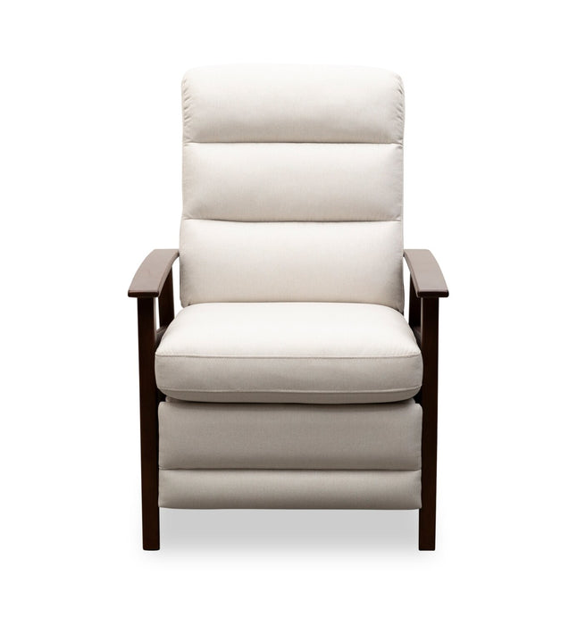 Bree 28.5\" Linen-Look Fabric Pushback Reclining Accent Chair with Wood Armrests and Legs - Beige