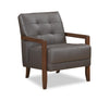 Enzo 26\" Genuine Leather Accent Chair with Biscuit Tufting, Track Arms and Wood Legs - Dark Brown
