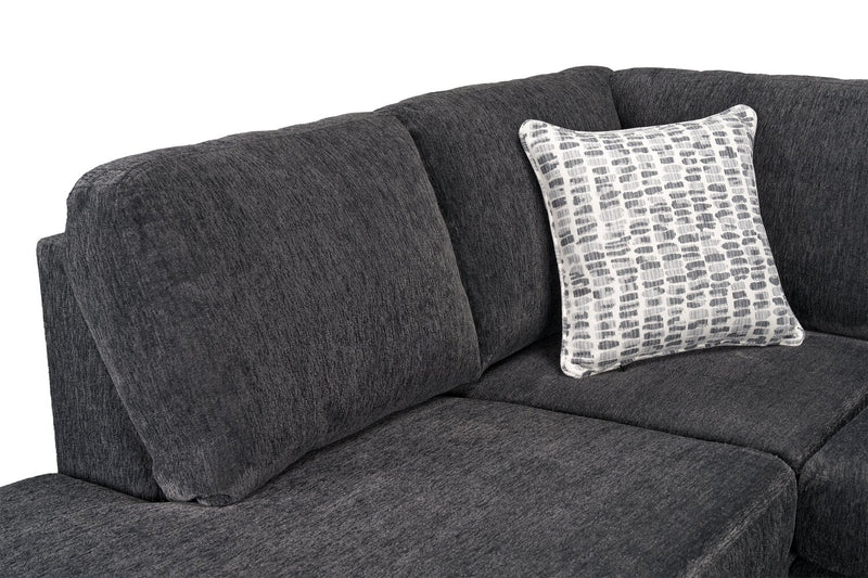 Made in Canada Morgan 2-Piece Left-Facing Chenille Fabric Sectional with Sofa and Accent Pillows - Grey