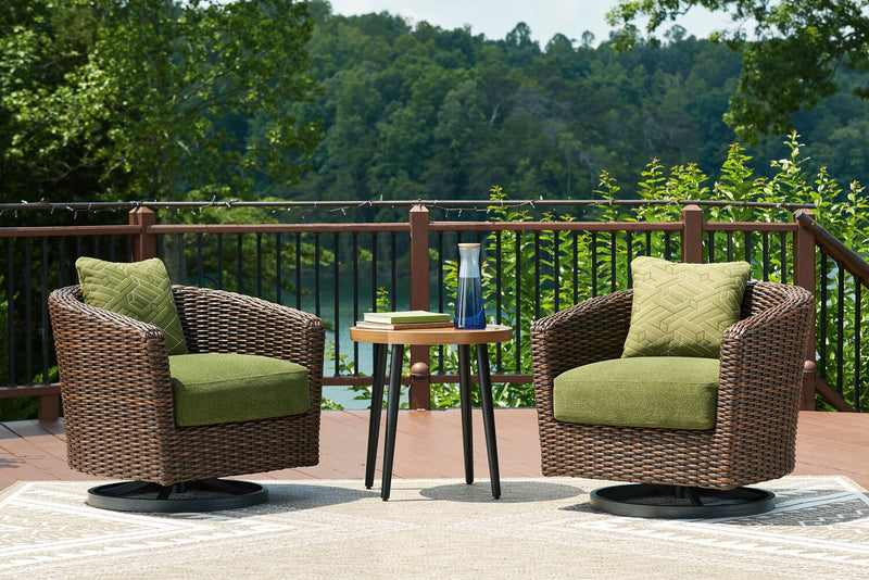 Tofino Outdoor Patio Swivel Chair - Resin Wicker, UV & Weather Resistant - Green/Brown/Black