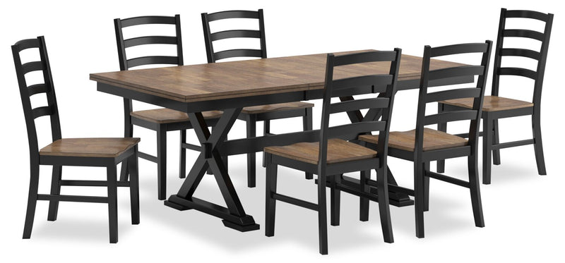 Raven Dining Table, 60-78\"W Self-Storing Butterfly Leaf Extension - Two-Tone Black & Brown
