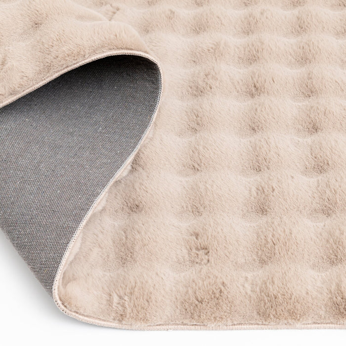 Faux Fur Bubble Taupe Area Rug with Memory Foam Backing - 7' x 10'