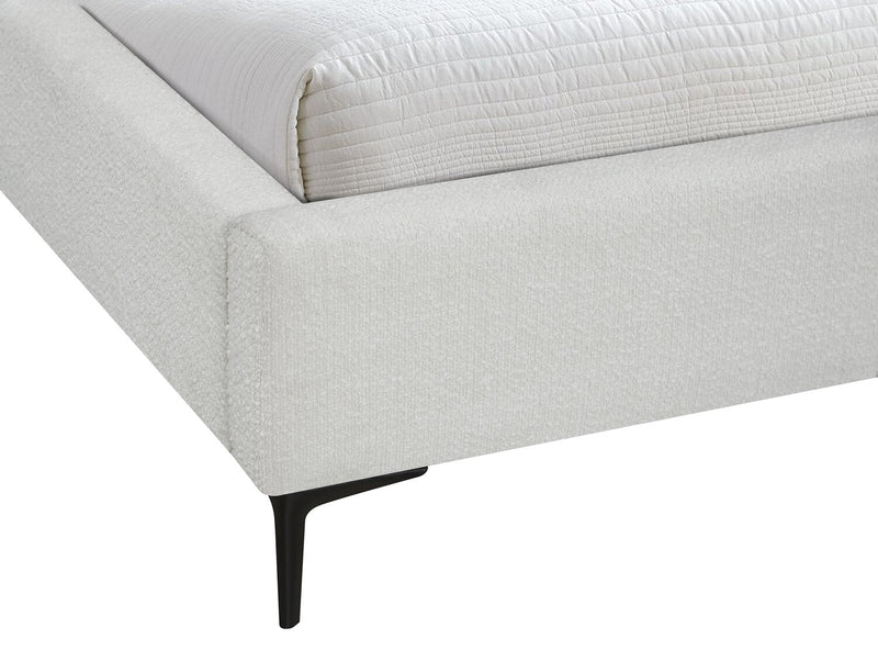 Luna Upholstered Wingback Bed in White Fabric - King Size