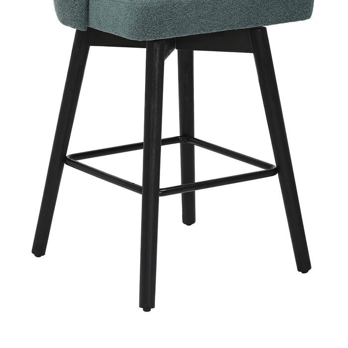 Nash Counter-Height Stool with Swivel Seat, Polyester Fabric, Metal - Blue