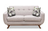 Kort & Co. Freeman 63\" Linen-Look Fabric Loveseat with Wood Legs and Tufted Back Cushions - Dove White
